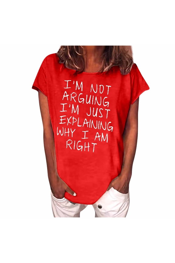Ichuanyi Womens Shirts , Women's Casual T-Shirt Funny Letter Printed Short Sleeve O-Neck Tees Top