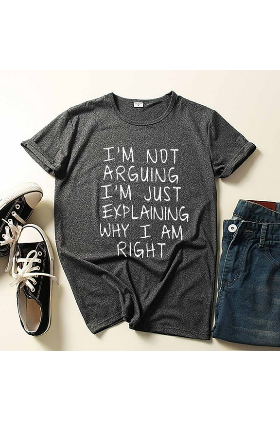 Ichuanyi Womens Shirts , Women's Casual T-Shirt Funny Letter Printed Short Sleeve O-Neck Tees Top