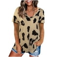 thumbnail image 1 of Ichuanyi Womens Shirts Clearance, Women's Tops Summer Leopard Print Raglan Short Sleeve Basic-T Shirt Blouse, 1 of 3