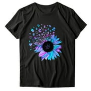 ICHAUNYI Ichuanyi Womens Shirts , Womens Fashion Print Casual T-Shirt Summer Short Sleeve O-neck T Shirts