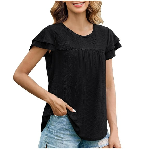 Ichuanyi Womens Shirts , Womens Fashion Solid Color Loose Casual T-Shirt Summer Short Sleeve O-neck T Shirts