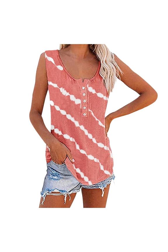 Ichuanyi Womens Shirts , Womens Tie-Dye Tank Tops Sleeveless Scoop Neck Shirt Summer Casual Workout Tees