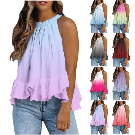 Ichuanyi Womens Shirts , Fashion Women Printed Halter O-Neck Tank Sleeveless Casual Tee Tops Blouse
