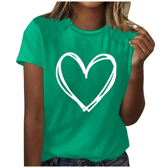 Ichuanyi Womens Shirts , Fashion Women Valentine's Day Print Short Sleeve T-shirt Novelty Graphic Tops
