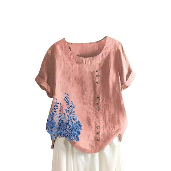 Ichuanyi Womens Shirts , Women Casual Print Short Sleeve O-Neck Plus Size T-Shirt Top Blouse