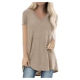 thumbnail image 1 of Ichuanyi Womens Shirts , Women Fashion Plus Size Print V Neck Short Sleeved Long T-shirt Blouse, 1 of 4