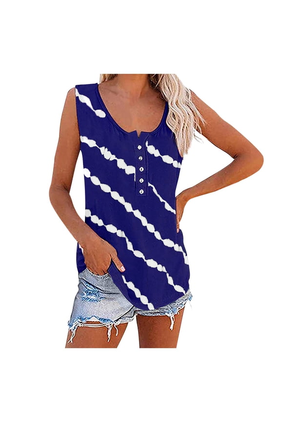 Ichuanyi Womens Shirts , Womens Tie-Dye Tank Tops Sleeveless Scoop Neck Shirt Summer Casual Workout Tees