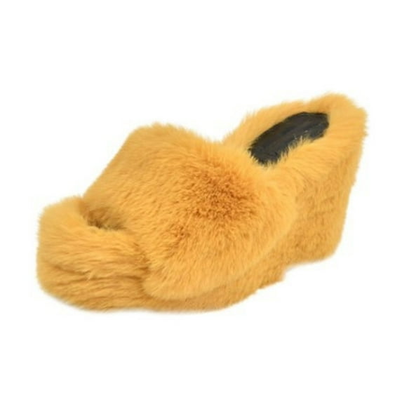 Ichuanyi Womens Shoes Clearance Furry Slippers Thick Soled Wedges Ladies Fashion Outdoor Slippers