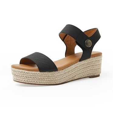 Ichuanyi Womens Shoes Women's Fashion Straw Shoes Open Toe Anti-Slip Temperament Wedge Sand