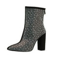 thumbnail image 1 of Ichuanyi Womens Shoes Women's Sexy Full Rhinestone Back Zipper Thick High Heeled Mid Tube Short Boots, 1 of 8
