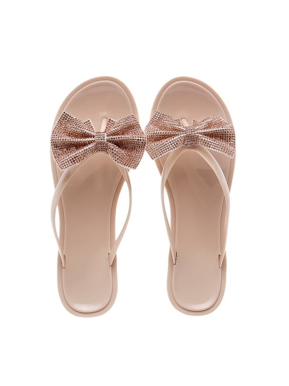 Ichuanyi Womens Shoes Women's Summer Casual Flip-Flops Bowknot Flip Flops Flash Diamond Shoes