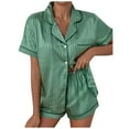 thumbnail image 1 of Ichuanyi Womens Silk Satin Pajamas Set Two-Piece Sleepwear Loungewear Button-Down Sets, 1 of 3