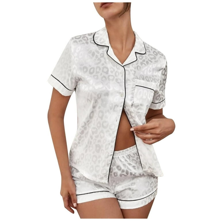Ichuanyi Womens Silk Satin Pajamas Set Two-Piece Sleepwear Loungewear  Button-Down Sets