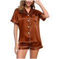 thumbnail image 1 of Ichuanyi Womens Silk Satin Pajamas Set Two-Piece Sleepwear Loungewear Button-Down Sets, 1 of 7