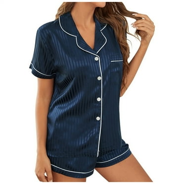 Ichuanyi Womens Silk Satin Pajamas Set Two-Piece Sleepwear Loungewear Button-Down Sets