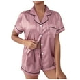 thumbnail image 1 of Ichuanyi Womens Silk Satin Pajamas Set Two-Piece Sleepwear Loungewear Button-Down Sets, 1 of 7