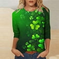 thumbnail image 1 of Ichuanyi Womens St. Patrick's Day 3/4 Length Sleeve Tops Crew Neck Basic Tees Shirts Casual Loose Fit Tunic Blouses, 1 of 5