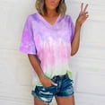 thumbnail image 1 of Ichuanyi Womens Summer Oversized T-Shirts V Neck Short Sleeve Casual Gradient Tops Loose Fit Tees, 1 of 6