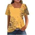 thumbnail image 1 of Ichuanyi Womens Summer Tops Casual Short Sleeve Non-Position Printed Button-Down Square Neck Blouses Shirts, 1 of 7