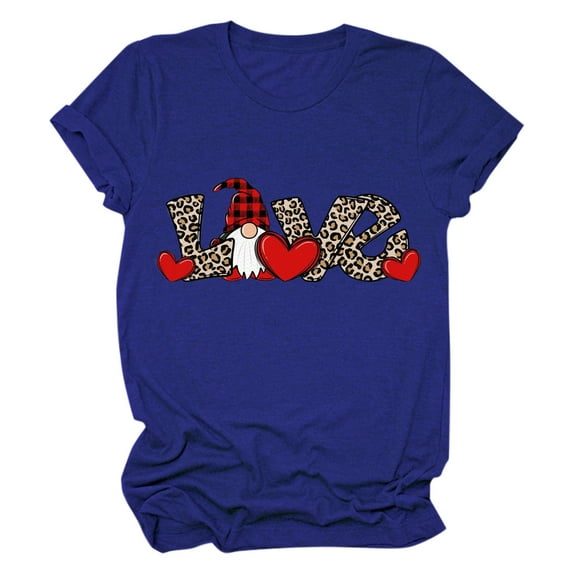 Ichuanyi Womens Tops Summer Women's Casual Love Letter Printing Short Sleeve T-Shirt Tops