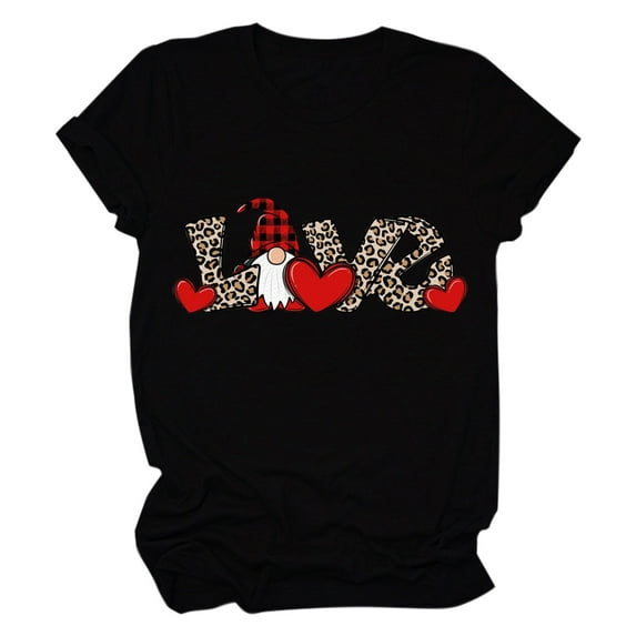 Ichuanyi Womens Tops Summer Women's Casual Love Letter Printing Short Sleeve T-Shirt Tops