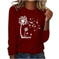 thumbnail image 1 of Ichuanyi Womens Tops, Fall Clothes Women Casual Dandelion Printing Long Sleeves O-Neck Loose T-Shirt Blouse Tops, 1 of 4