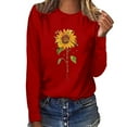 thumbnail image 1 of Ichuanyi Womens Tops, Fall Clothes Women Casual Sunflower Printing Long Sleeves O-Neck Loose T-Shirt Blouse Tops, 1 of 4