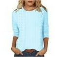 thumbnail image 1 of Ichuanyi Womens Tops, Fall and Winter Women's Fashion Solid Color T-shirt Mid-length 3/4 Sleeves Blouse Round Neck Casual Tops, 1 of 5