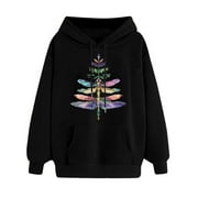 ICHAUNYI Ichuanyi Womens Tops,Fall and Winter Women's Hoodie Printing Loose Casual Fashion Long Sleeve Graphic Sweatshirt Tops