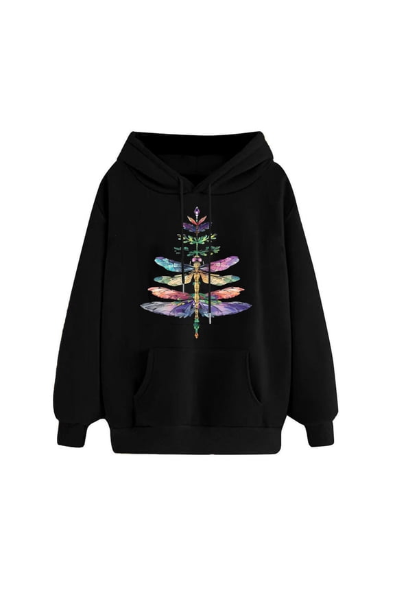 Ichuanyi Womens Tops,Fall and Winter Women's Hoodie Printing Loose Casual Fashion Long Sleeve Graphic Sweatshirt Tops