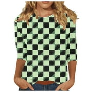 RANBLESU Ichuanyi Womens Tops, Fall and Winter Women's Plaid Long Sleeve Tops Loose Blouse Casual O-Neck Graphic Tee Shirts Tunic