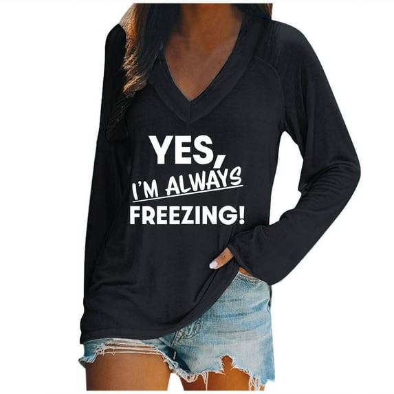 Ichuanyi Womens Tops, Fashion Women Casual V- Neck Solid Color Long-sleeved T-shirt