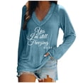 thumbnail image 1 of Ichuanyi Womens Tops, Fashion Women Casual V- Neck Solid Color Long-sleeved T-shirt, 1 of 4
