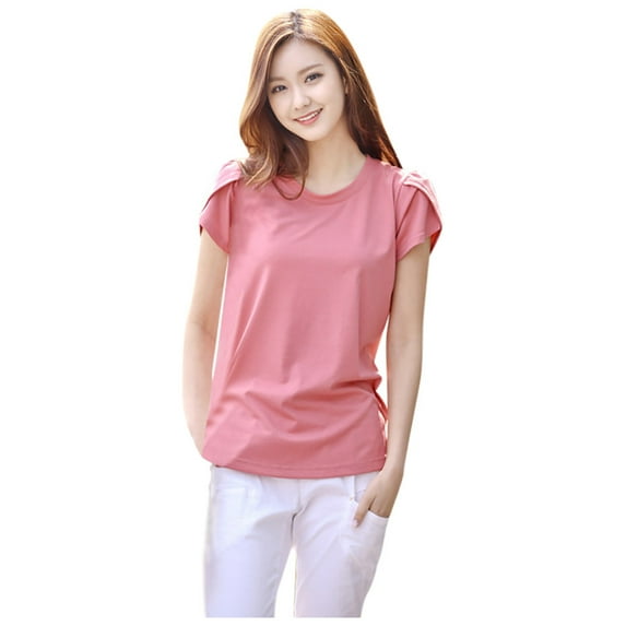 Ichuanyi Womens Tops Fashion Womens Plus Size Loose Short Sleeve Pullover O-Neck Tops Casual T-Shirt