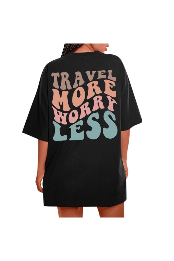 Ichuanyi Womens Tops Oversized T Shirts For Women Plus Size Slogan Graphic Drop Shoulder Short Sleeve Tops Summer Loose Pullover Tees