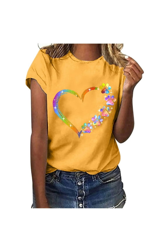 Ichuanyi Womens Tops, Summer Women Casual Letter Printing Short Sleeves O-Neck Loose T-Shirt Blouse Tops