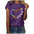 thumbnail image 1 of Ichuanyi Womens Tops, Summer Women Casual Letter Printing Short Sleeves O-Neck Loose T-Shirt Blouse Tops, 1 of 6