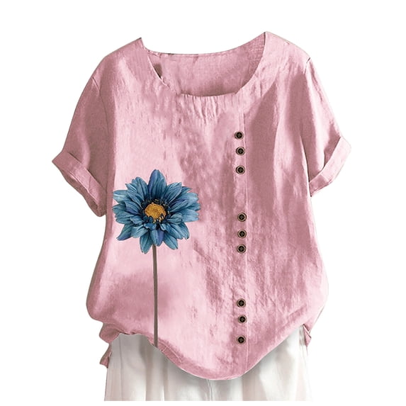 Ichuanyi Womens Tops, Summer Clearance Women Casual Print Short Sleeve O-Neck Plus Size T-Shirt Top Blouse