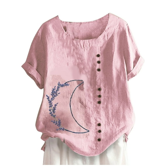 Ichuanyi Womens Tops, Summer Clearance Women Casual Print Short Sleeve O-Neck Plus Size T-Shirt Top Blouse