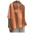 thumbnail image 1 of Ichuanyi Womens Tops, Summer Clearance Women Short Sleeve V Neck Casual Loose Tops Ladies Cotton Shirts Blouse, 1 of 7