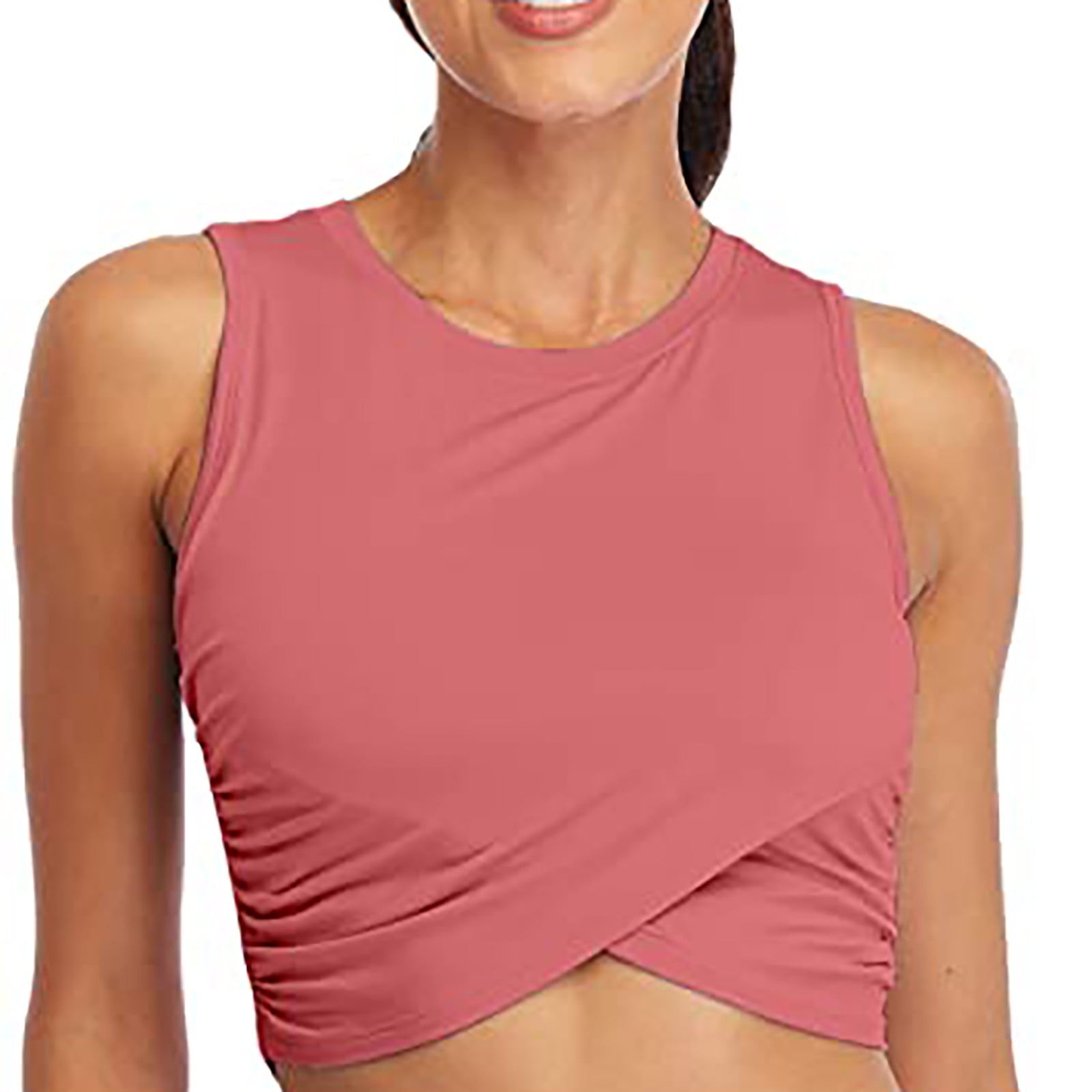 Dumajo Women's Basic Crop Tank Top - Sleeveless, Slim Fit, Cotton Blend, For Yoga, Casual, Layering, Pink, X-Large - View #6