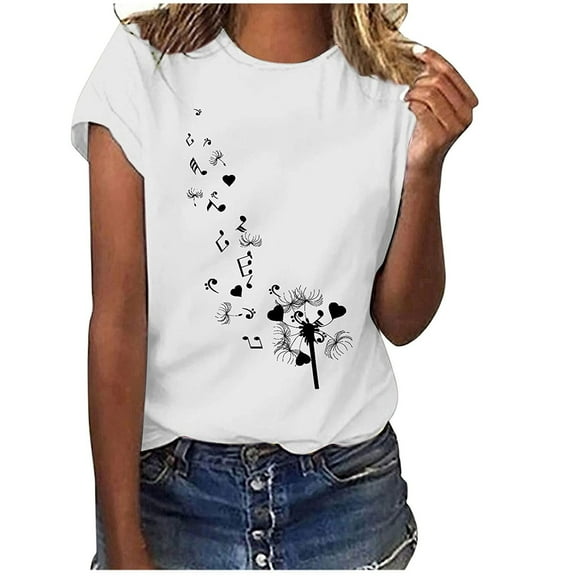 Ichuanyi Womens Tops, Summer Women's Fashion Casual Printing O-Neck Loose Short Sleeve T-shirt Pullover Tops