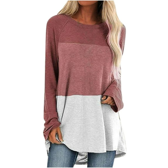 Ichuanyi Womens Tops, Summer Clearance Women's O-Neck Printing Loose Casual Fashion Long Sleeve T-shirt Blouse Tops