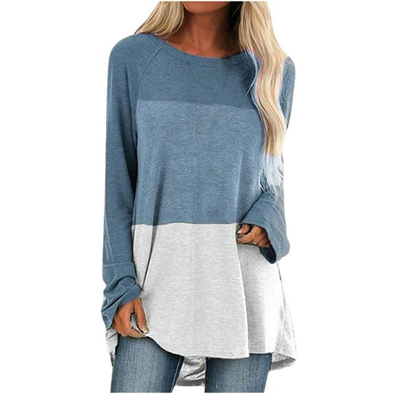 Ichuanyi Womens Tops, Summer Clearance Women's O-Neck Printing Loose Casual Fashion Long Sleeve T-shirt Blouse Tops