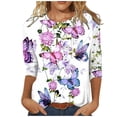 thumbnail image 1 of Ichuanyi Womens Tops, Summer Women's Print Long Sleeve Tops Loose Blouse Casual O-Neck Tee Shirts Tunic, 1 of 5