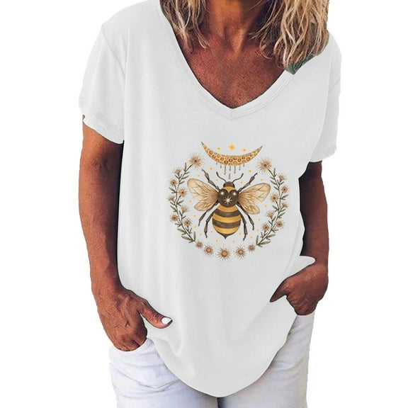 Ichuanyi Womens Tops, Summer Fashion Women Printed V-Neck T-Shirt Short Sleeve Casual Tee Tops Blouse