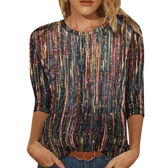 Ichuanyi Womens Tops, Summer Fashion Women's Spring Printed Long Sleeves Round Neck Casual Tee Tops