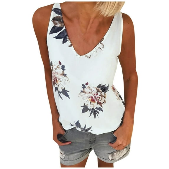 Ichuanyi Womens Tops, Summer Fashion Women's V-Neck Sleeveless Printing Camisole Vest Tee Tops Blouses