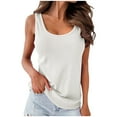 thumbnail image 1 of Ichuanyi Womens Tops Summer Women Casual All-match Sexy U-neck Vest Ribbed Loose T-shirt Top, 1 of 6