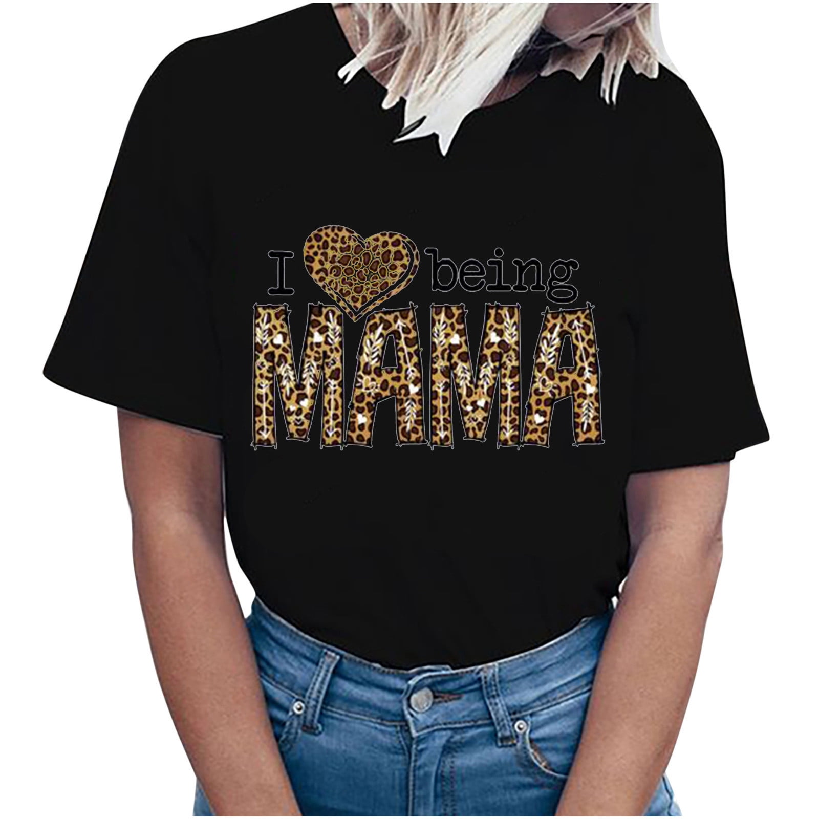 Women's Tiger Print Graphic T-Shirt - Soft Cotton Blend Short Sleeve Crewneck Tee (Medium, Rock & Roll Style)